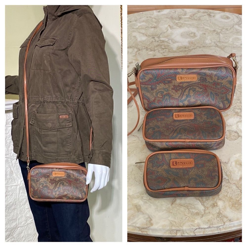 Contessa Da Vinci Paisley Print Faux Leather Crossbody & 2 Matching Clutches